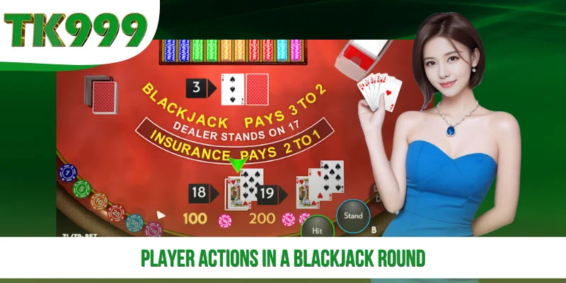 Player Actions in a Blackjack Round